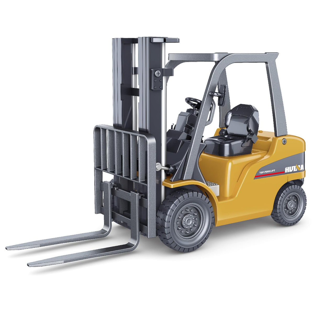 Dollox 1:50 die-cast forklift model with detailed scale replica for desk display.