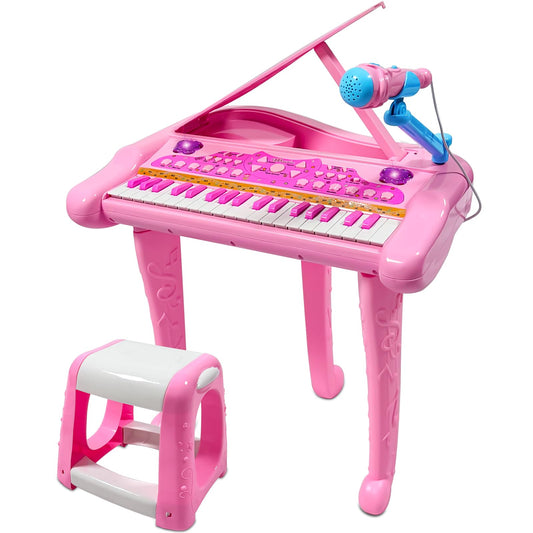 Dollox Kids Piano pink with 37 keys invites early melody exploration and rhythmic play