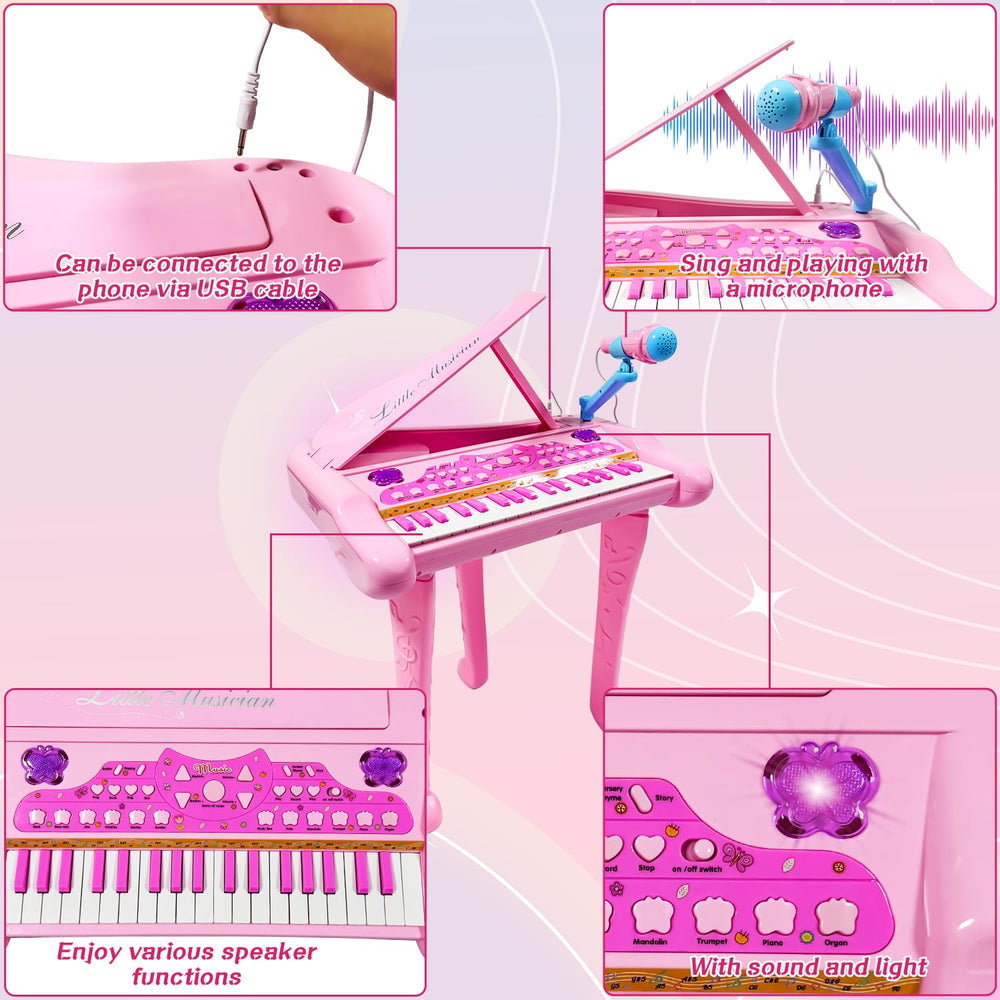 Dollox piano features external MP3 connection to learn from tracks