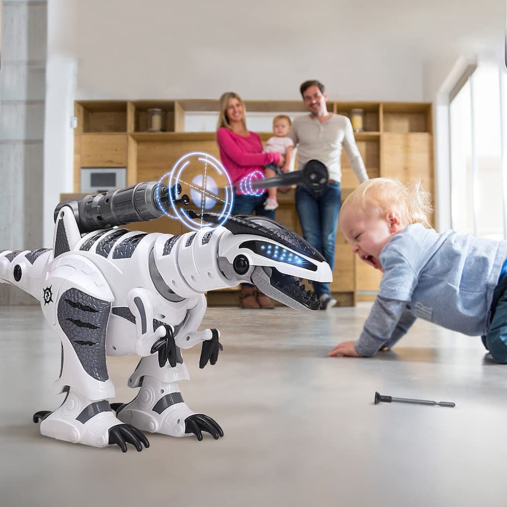 Dollox RC dinosaur in fight mode shoots darts for imaginative battles