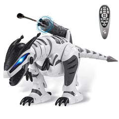 Dollox RC dinosaur walks with realistic T-Rex motion for interactive play