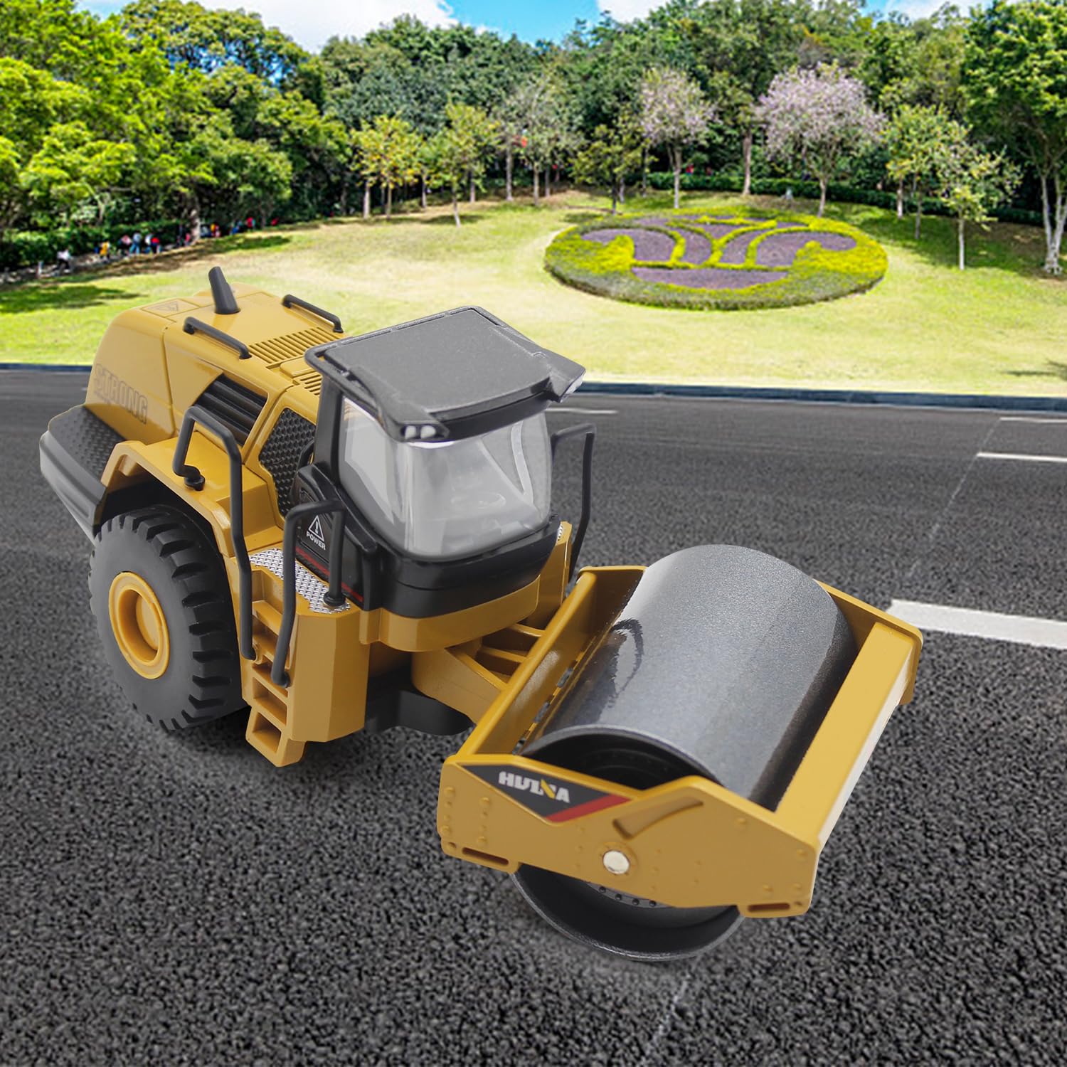 Dollox road roller rolling action, realistic movement sparks imaginative play