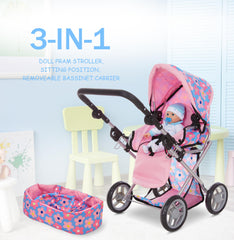 Dolls To Play adjustable handle 25-inch stroller enabling comfortable pushing by kids.