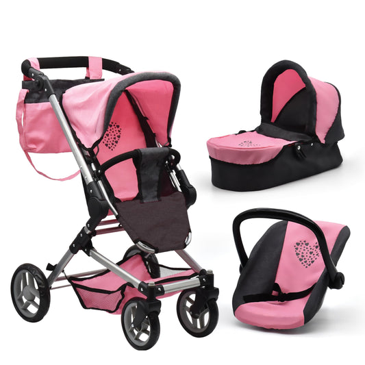 Dolls To Play baby doll stroller with pink canopy for stylish pretend play.