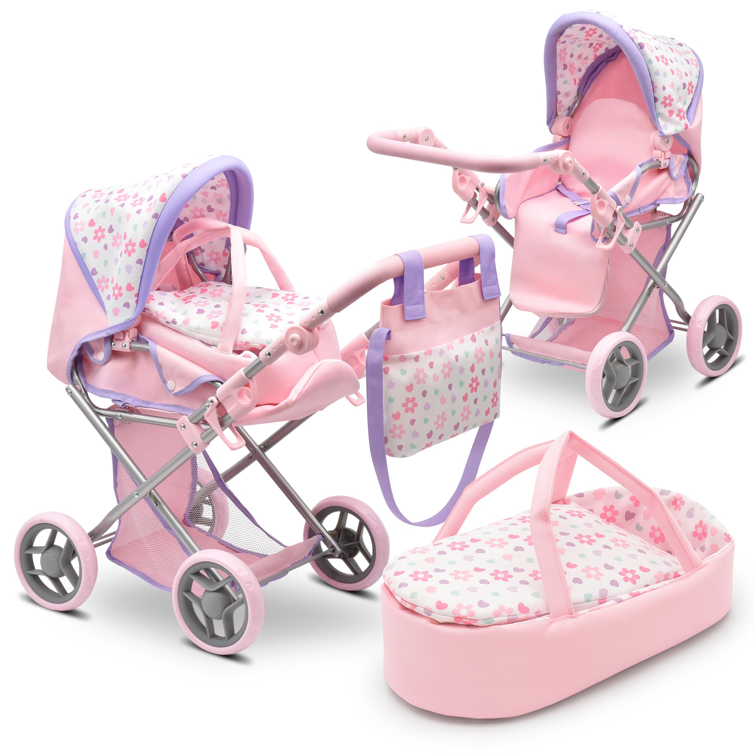 Dolls To Play baby doll pram stroller for imaginative, nurturing play.