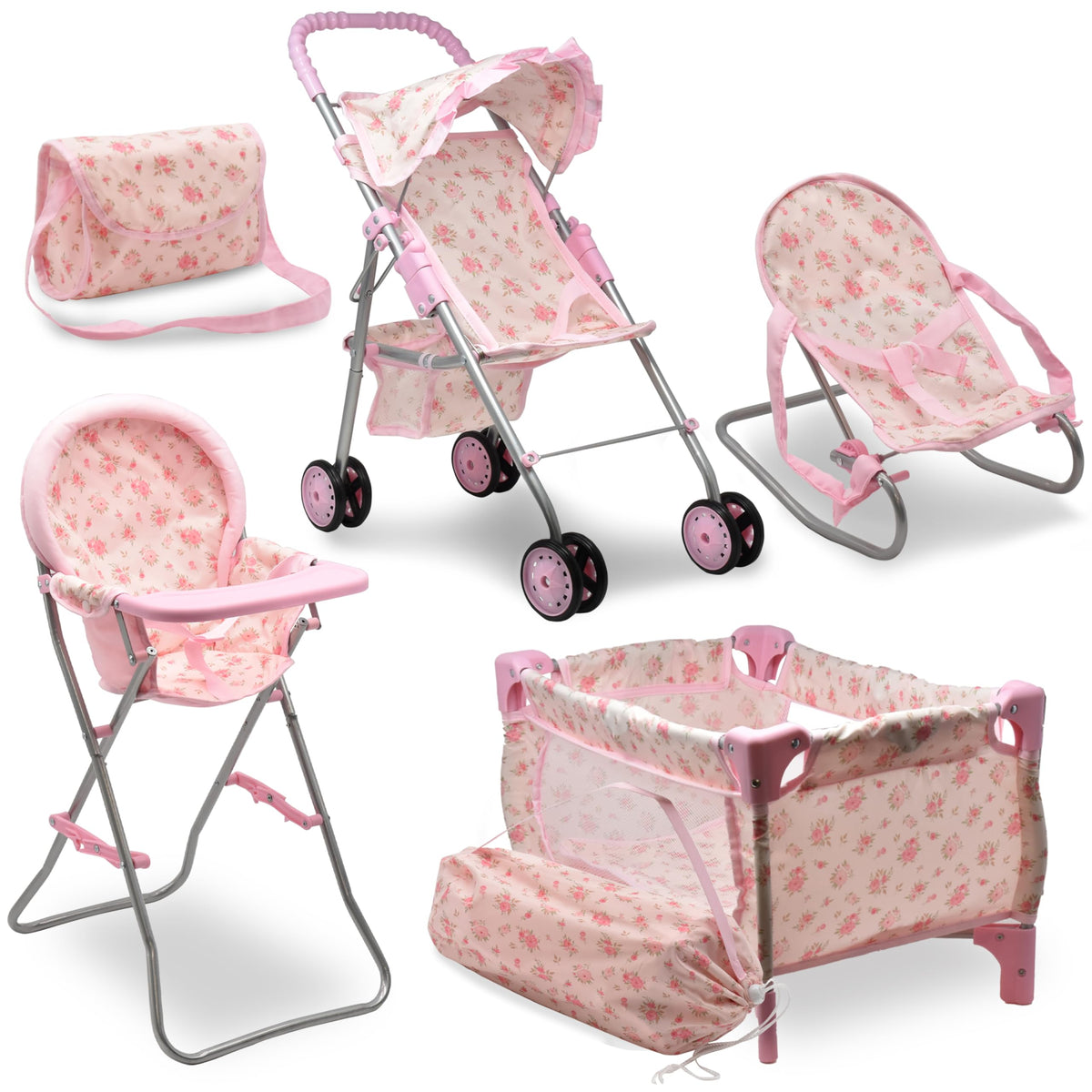 Dolls To Play baby doll stroller with canopy for realistic on-the-go pretend play