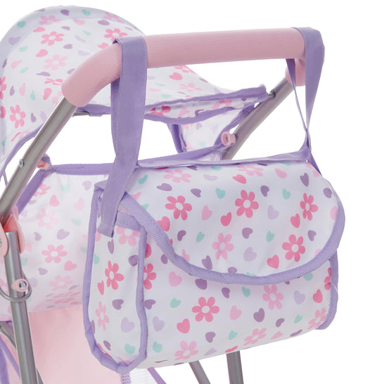 Dolls To Play baby doll stroller with adjustable canopy offers shade and visibility