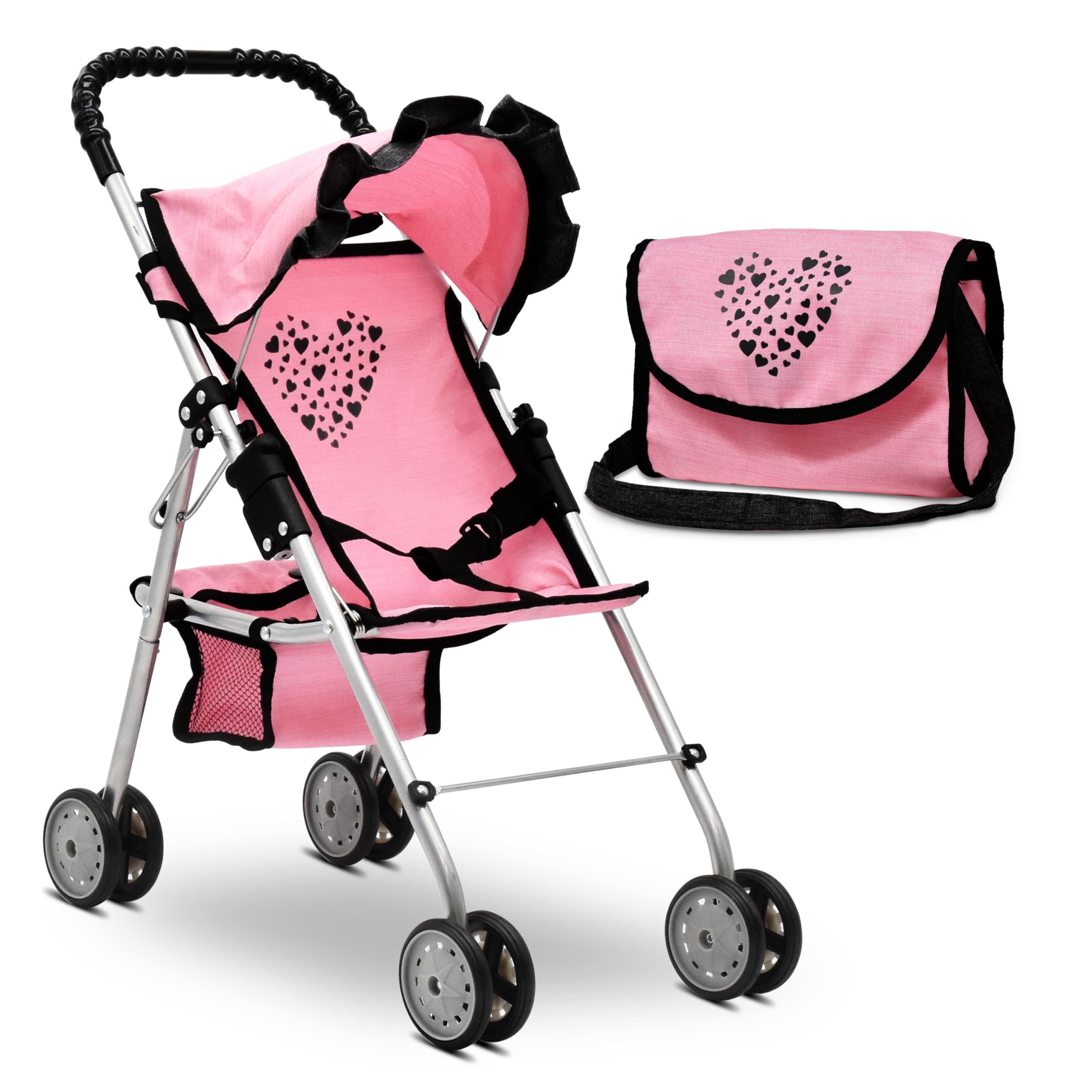 Dolls To Play baby doll stroller with canopy for realistic pretend play