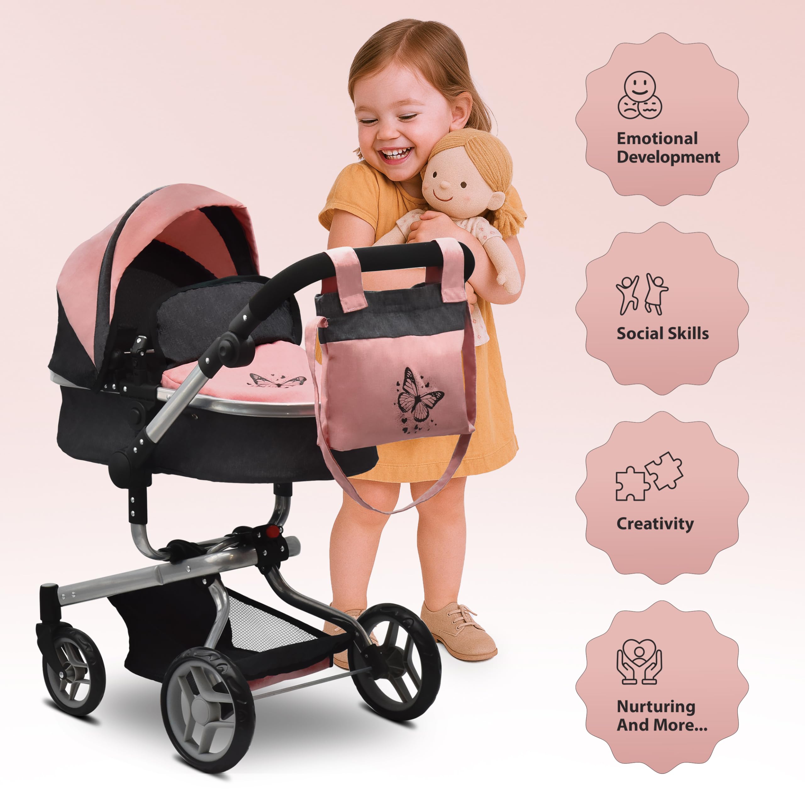 Dolls To Play butterfly bag stores diapers and toys on trips