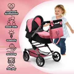 Dolls To Play convertible canopy for sun shade during pretend outings.