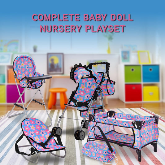 Dolls To Play doll bed blue, quick assembly for cozy naptime storytelling.