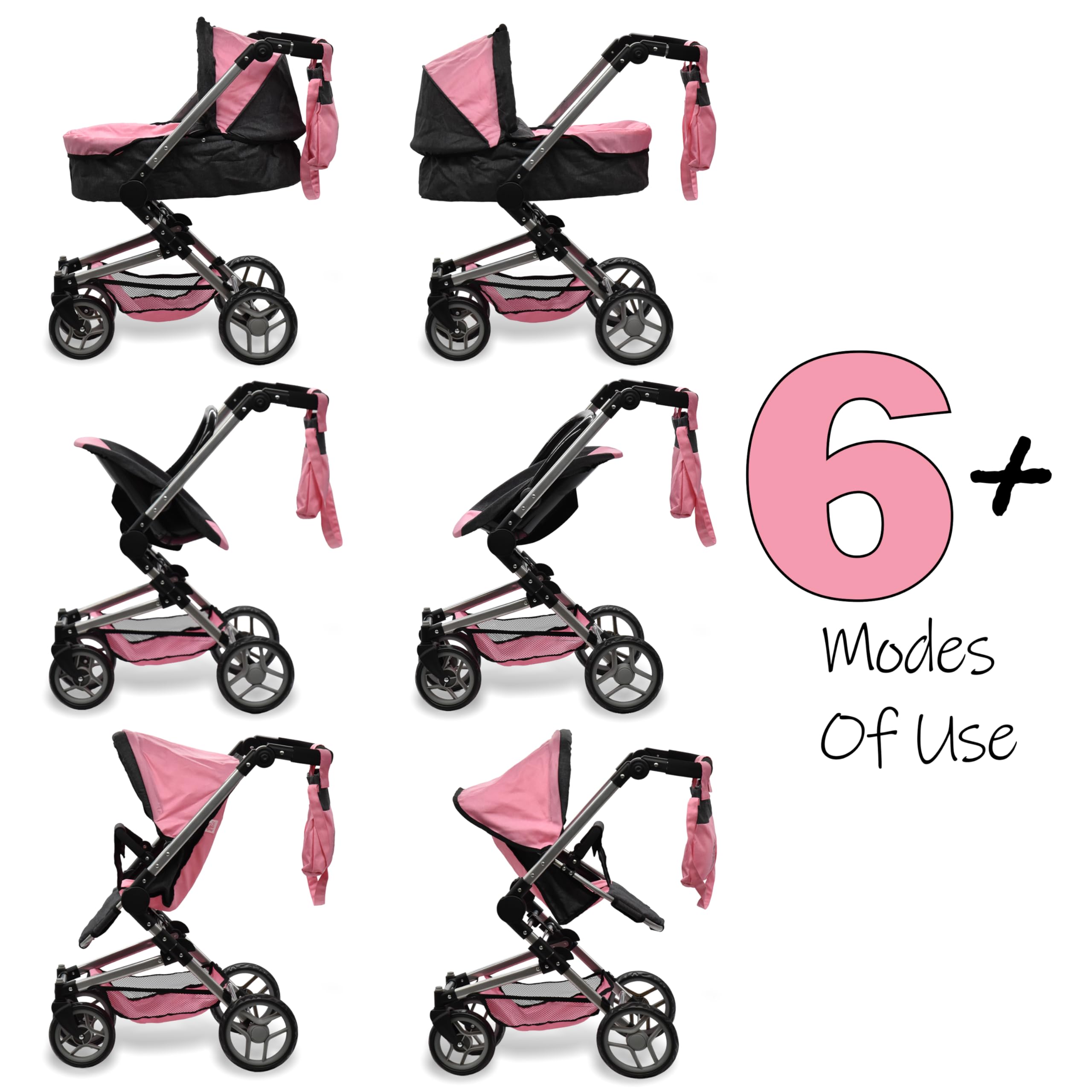 Dolls To Play doll car seat in a compact travel setup.