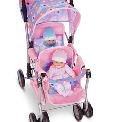 Dolls To Play retractable canopy adds realistic shade during pretend outings.