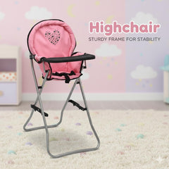 Dolls To Play foldable high chair shown flat for storage and travel.