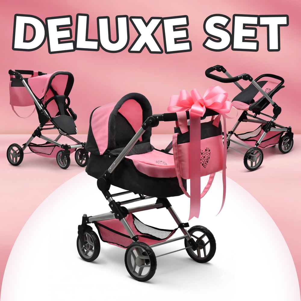 Dolls To Play foldable stroller frame for easy storage and portability.