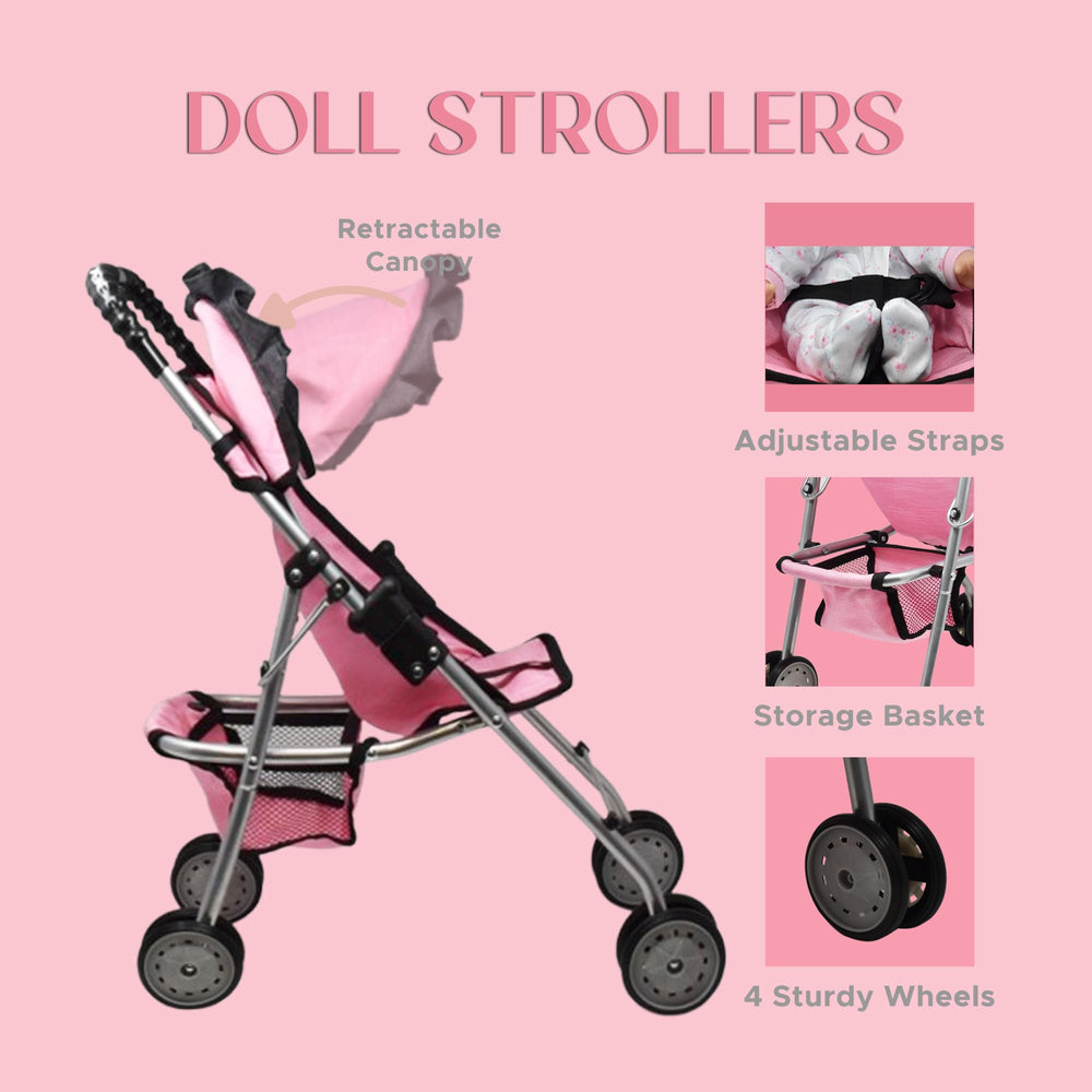 Dolls To Play foldable stroller frame for compact storage after playtime