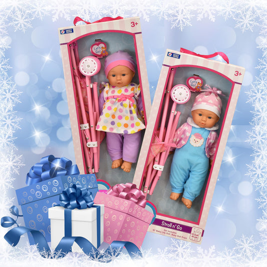 Dolls To Play compact-fold stroller image highlights easy storage