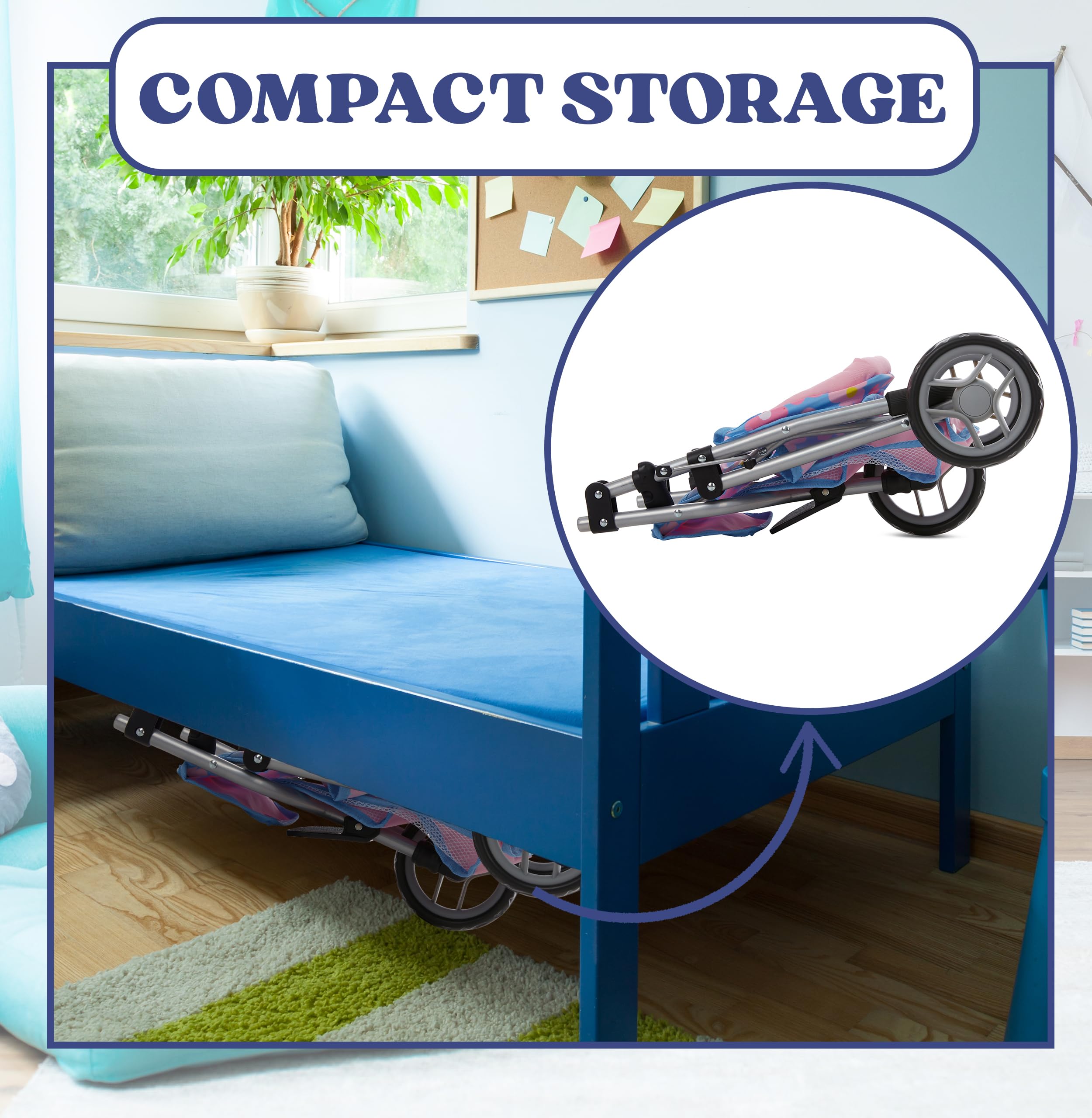 Dolls To Play heavy duty all terrain wheels support indoor and outdoor use