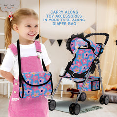 Dolls To Play high chair blue, sturdy design for interactive pretend meals.