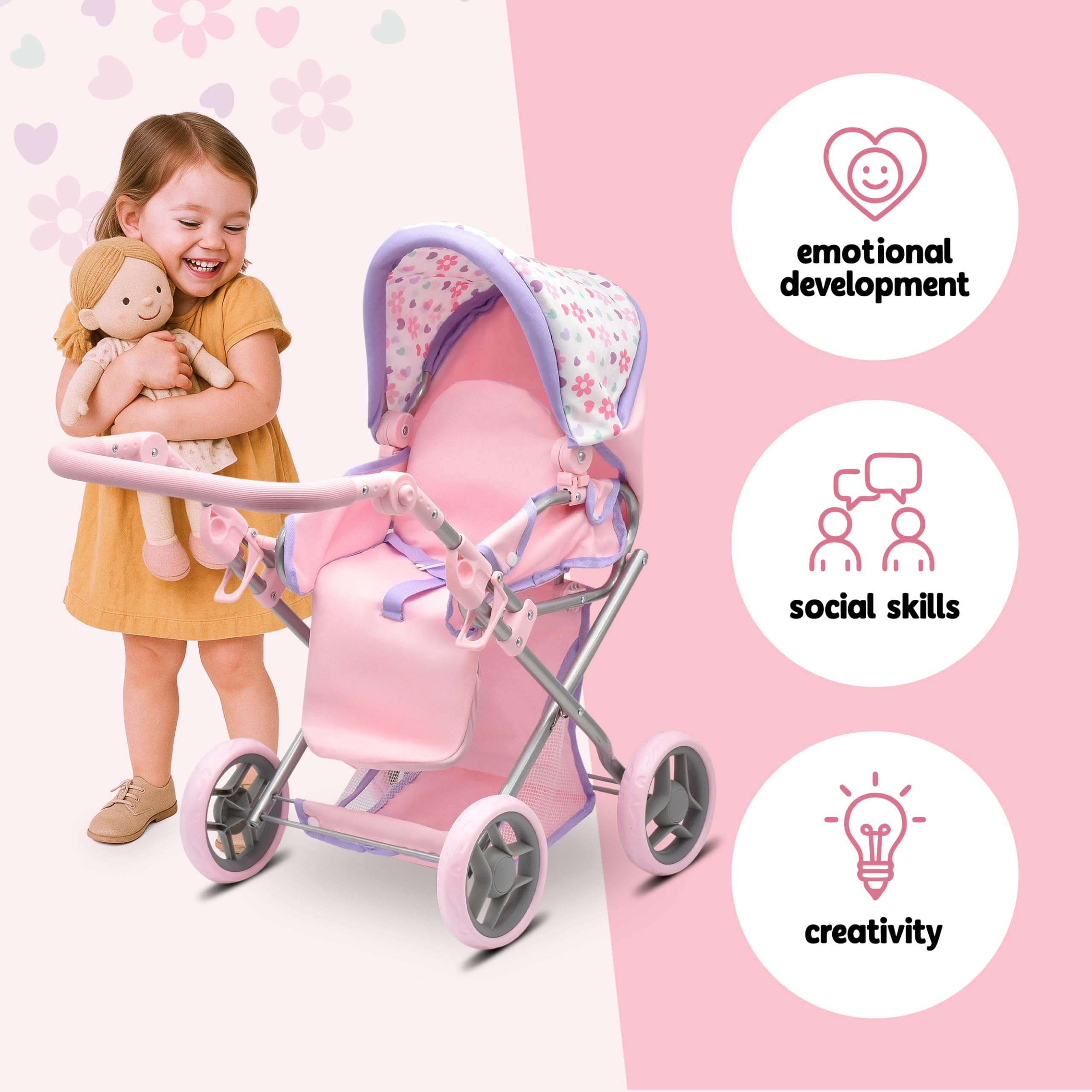 Dolls To Play matching diaper bag and basket organize doll accessories.