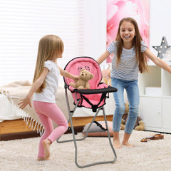 Dolls To Play pink heart pattern doll seat enhances playtime aesthetics.