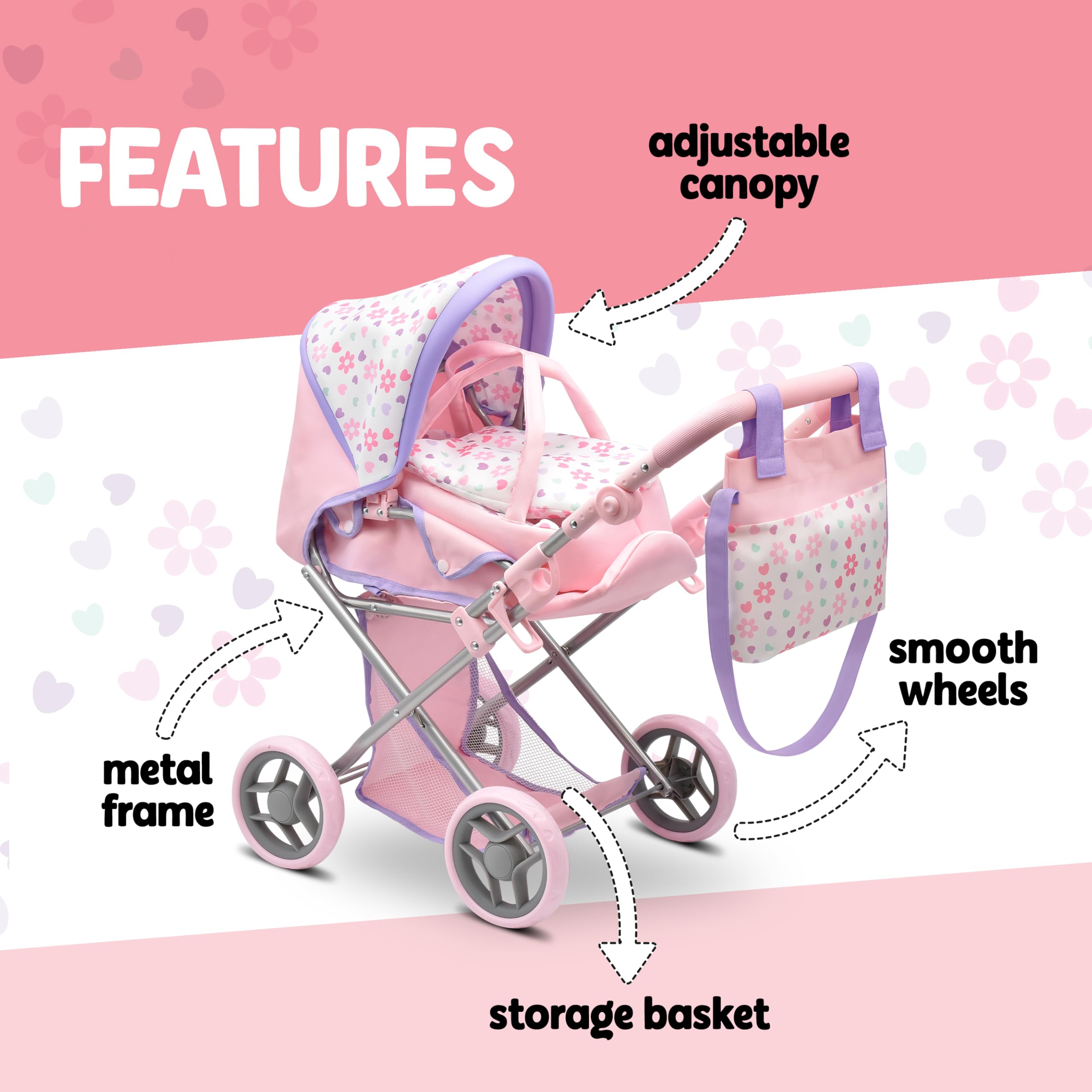 Dolls To Play removable travel bassinet carrier for portable play on the go.
