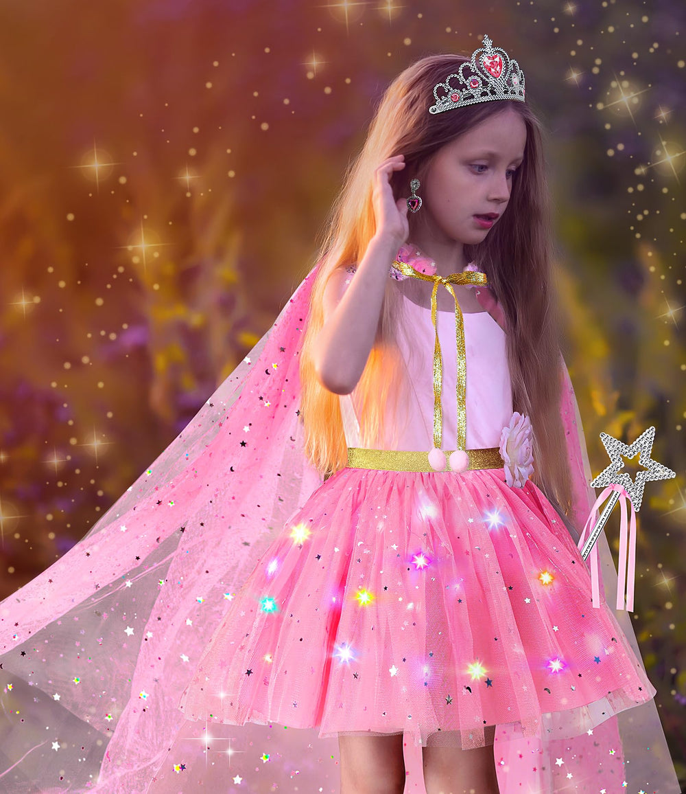 Dolnow flowing sequin princess cape 30 inches for graceful dress-up