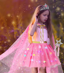 Dolnow flowing sequin princess cape 30 inches for graceful dress-up