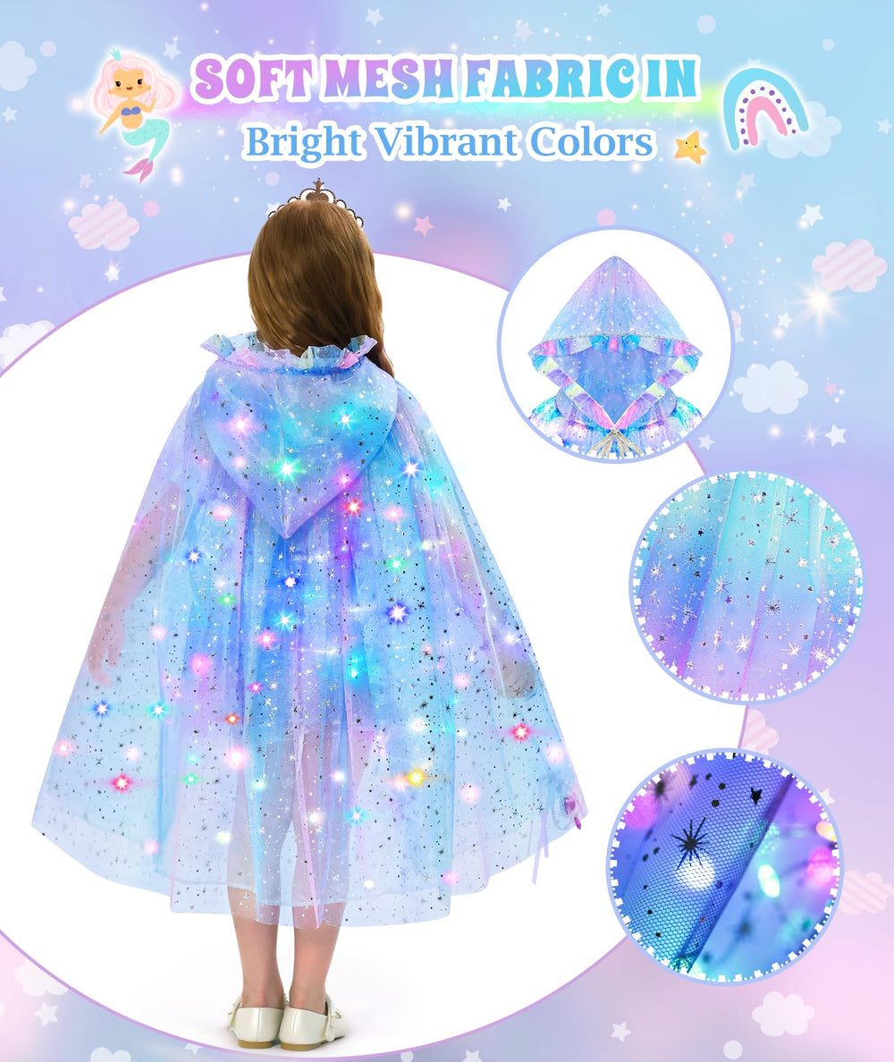 DOLNOW gradient sequin cape details shimmer during twirls and dances.