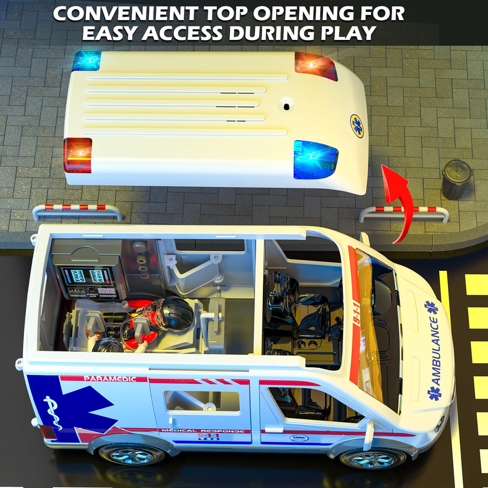 Doloowee ambulance toy truck removable roof for interior view