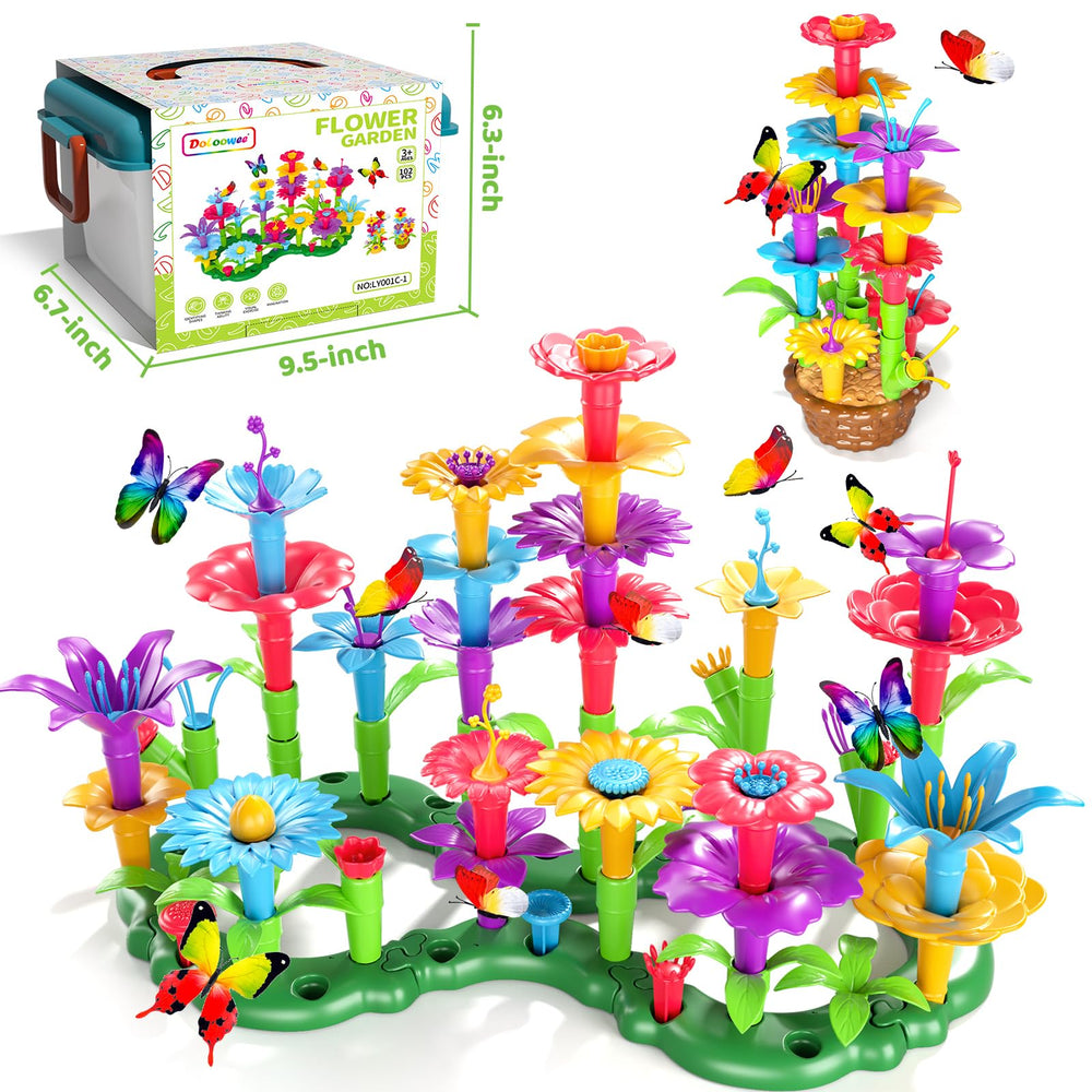 Doloowee butterflies and bases add playful detail to the garden build.