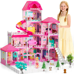 Doloowee Dollhouse with four floors and ten rooms for imaginative play and storytelling.