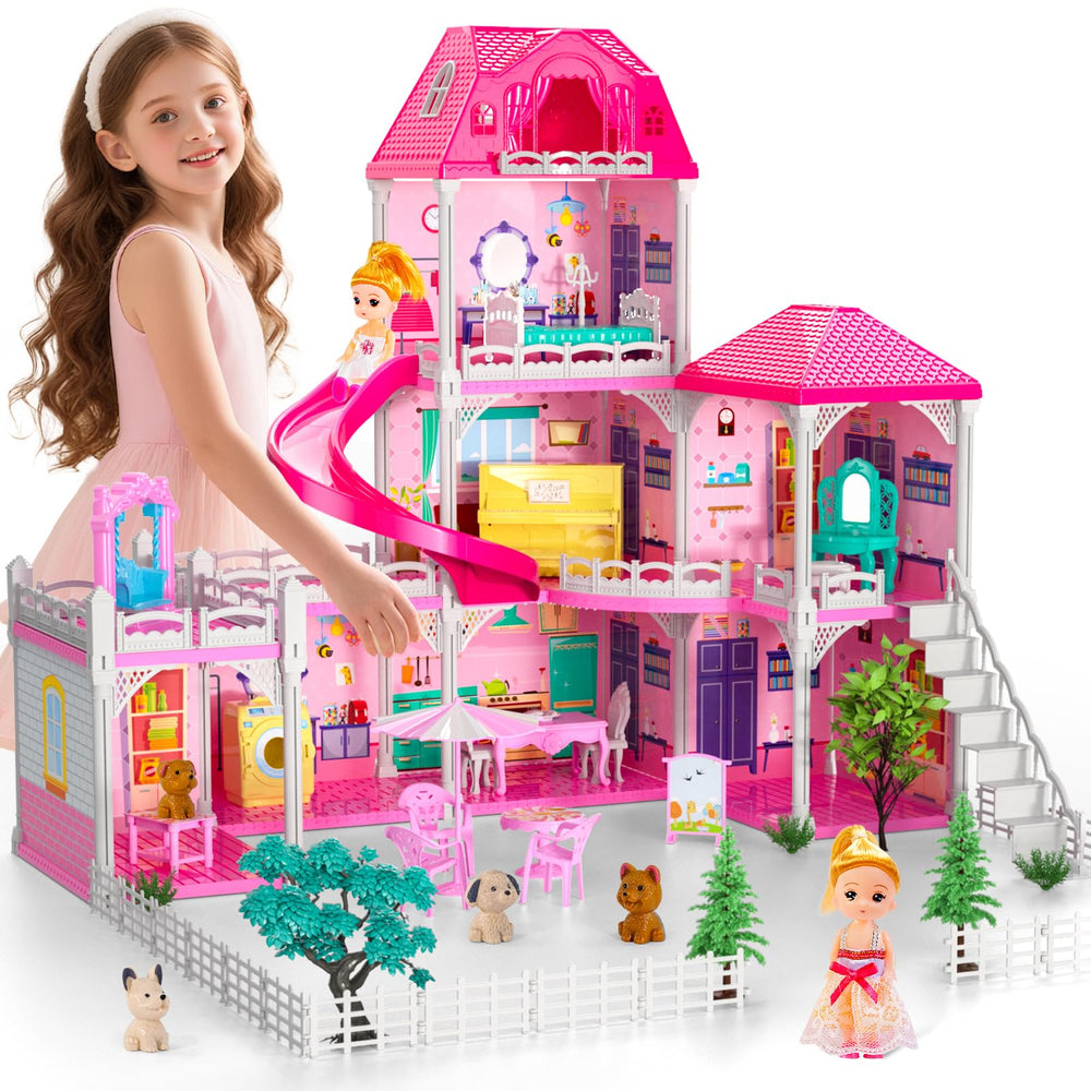 Doloowee dollhouse with seven themed rooms ready for imaginative play.