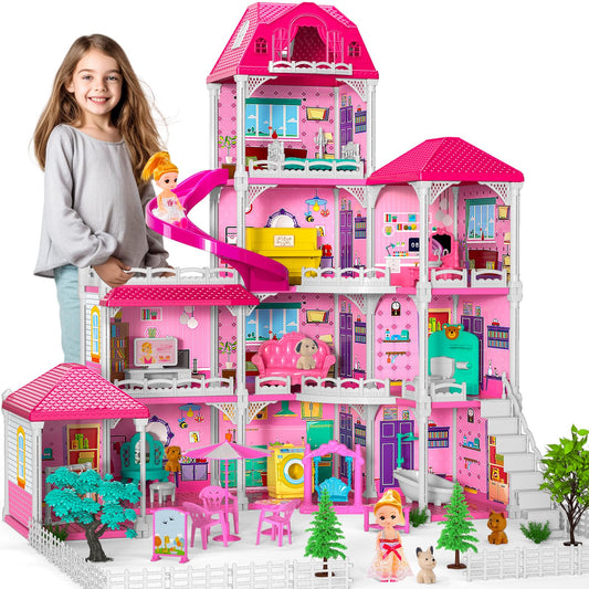 Doloowee Dolls House four-story playset with ten rooms sparks imaginative play.