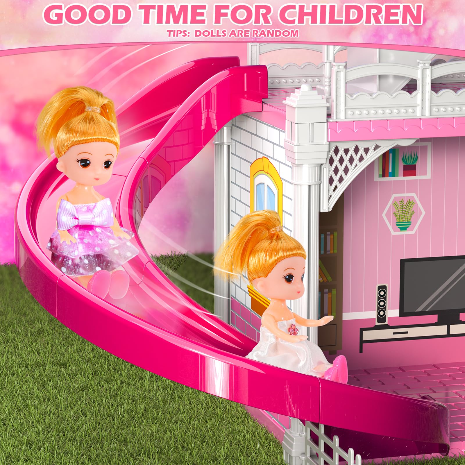 Doloowee Dolls House two princess dolls bring character to daily pretend routines.
