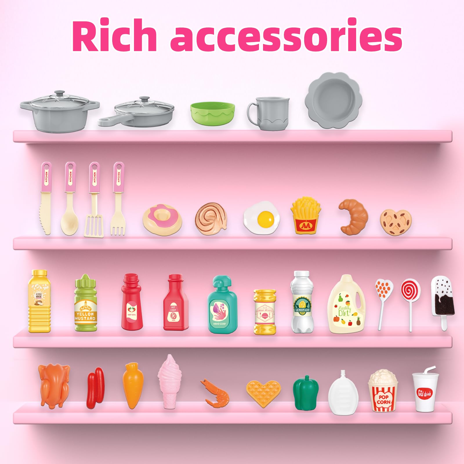 Doloowee Kids Kitchen Playset bright-pink-design image emphasizing attractive color and sharing-friendly play