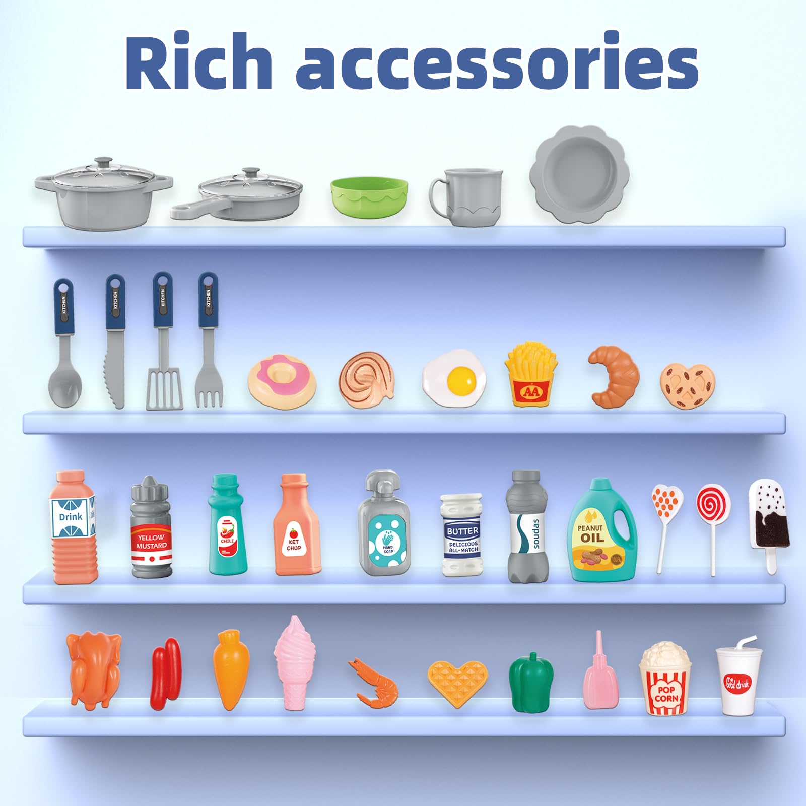 Doloowee Kids Kitchen Playset easy-clean design supports quick cleanup