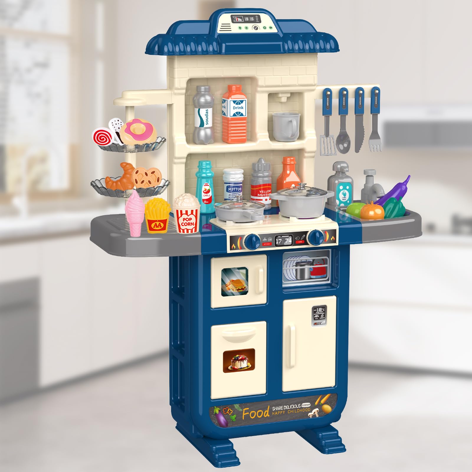 Doloowee Kids Kitchen Playset with oven and stove for imaginative cooking
