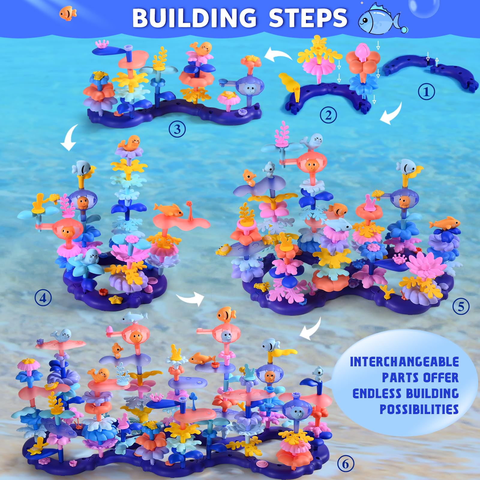Doloowee Ocean Clownfish: bright pieces encourage color recognition and counting play.