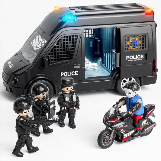 Doloowee Police Car Toy Truck with lights and sounds for immersive play.