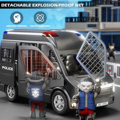 Doloowee police car toy truck removable roof for quick setup.
