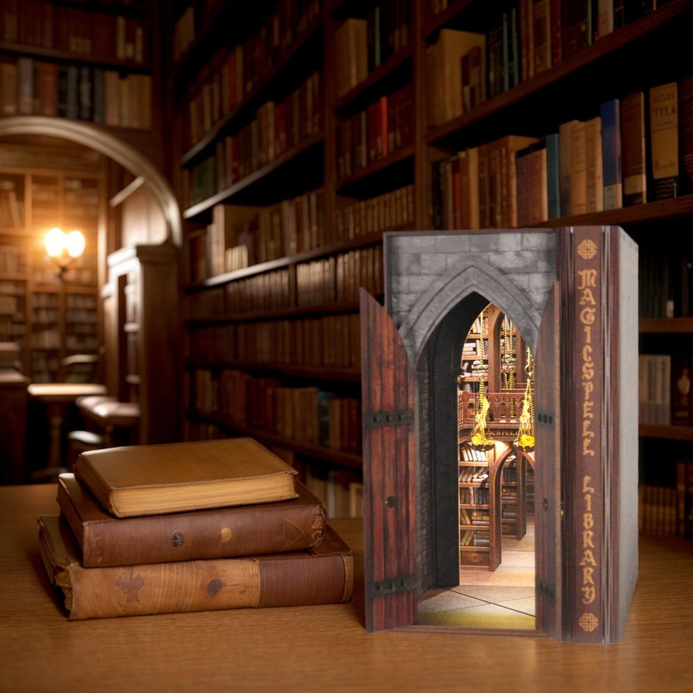 Dolphin Island infinite library illusion creates sense of endless bookshelves.