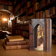 Dolphin Island infinite library illusion creates sense of endless bookshelves.