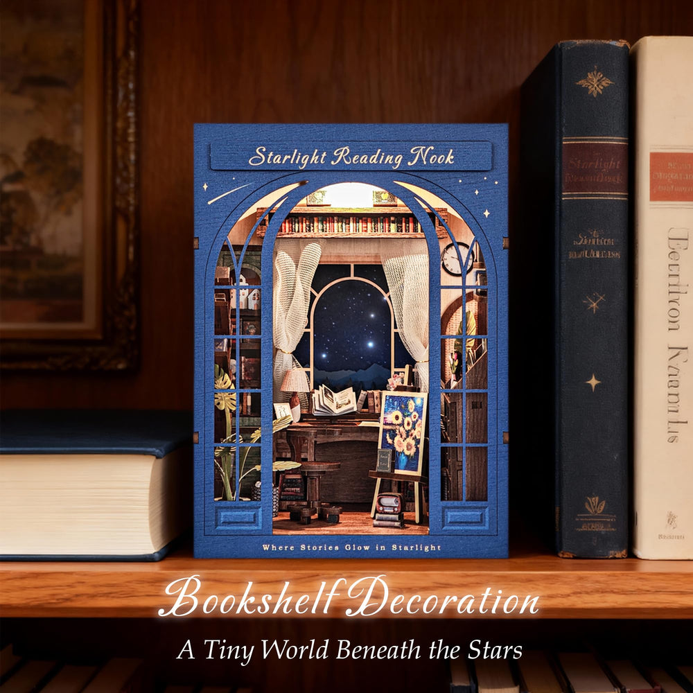 Dolphin Island Starlight compact display size fits between books on a shelf.