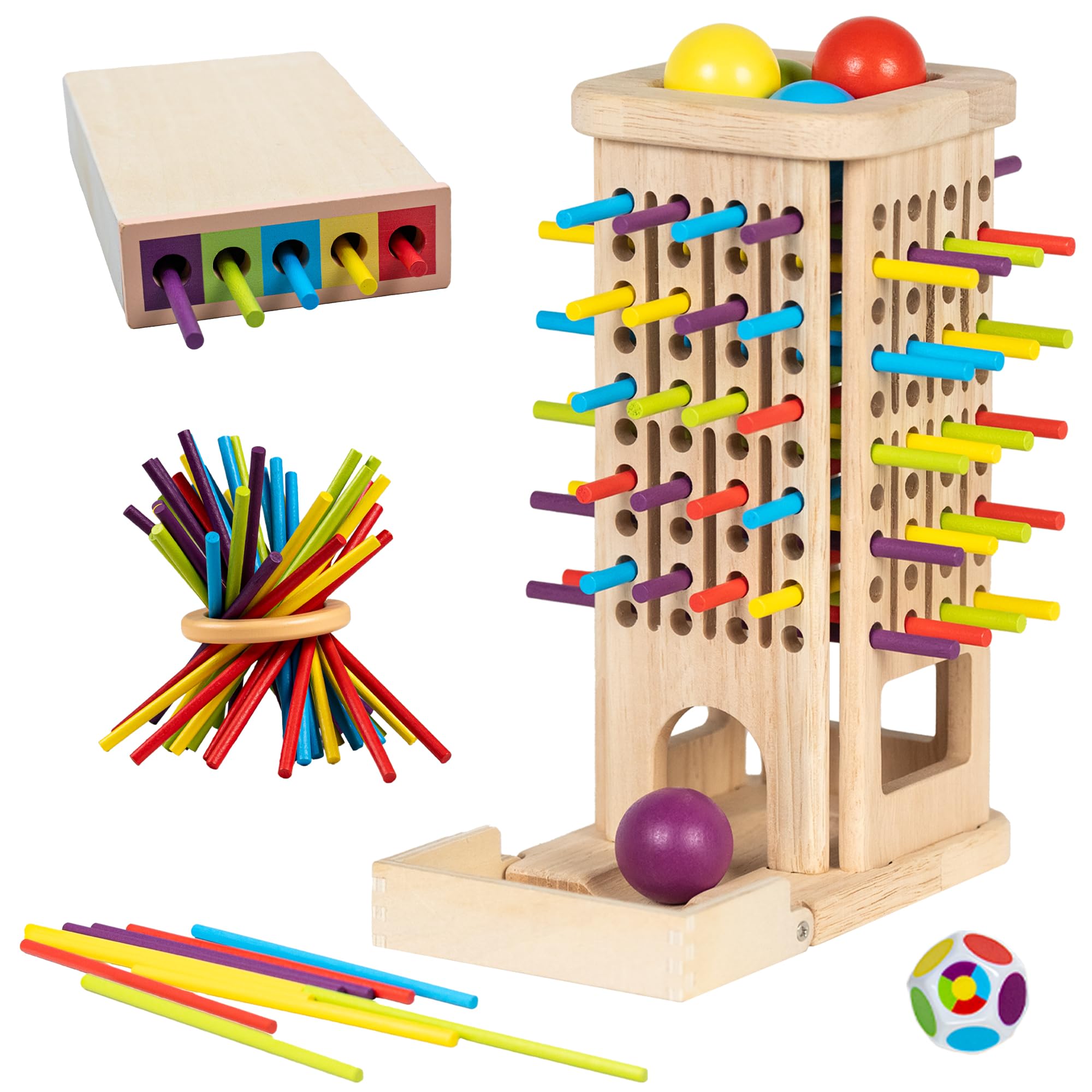 Domaxarts Montessori wooden tower used for balance play and spatial learning