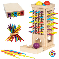 Domaxarts Montessori wooden tower used for balance play and spatial learning