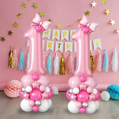 Domgoge 12-inch latex balloons in rose red, macaron pink, and white.
