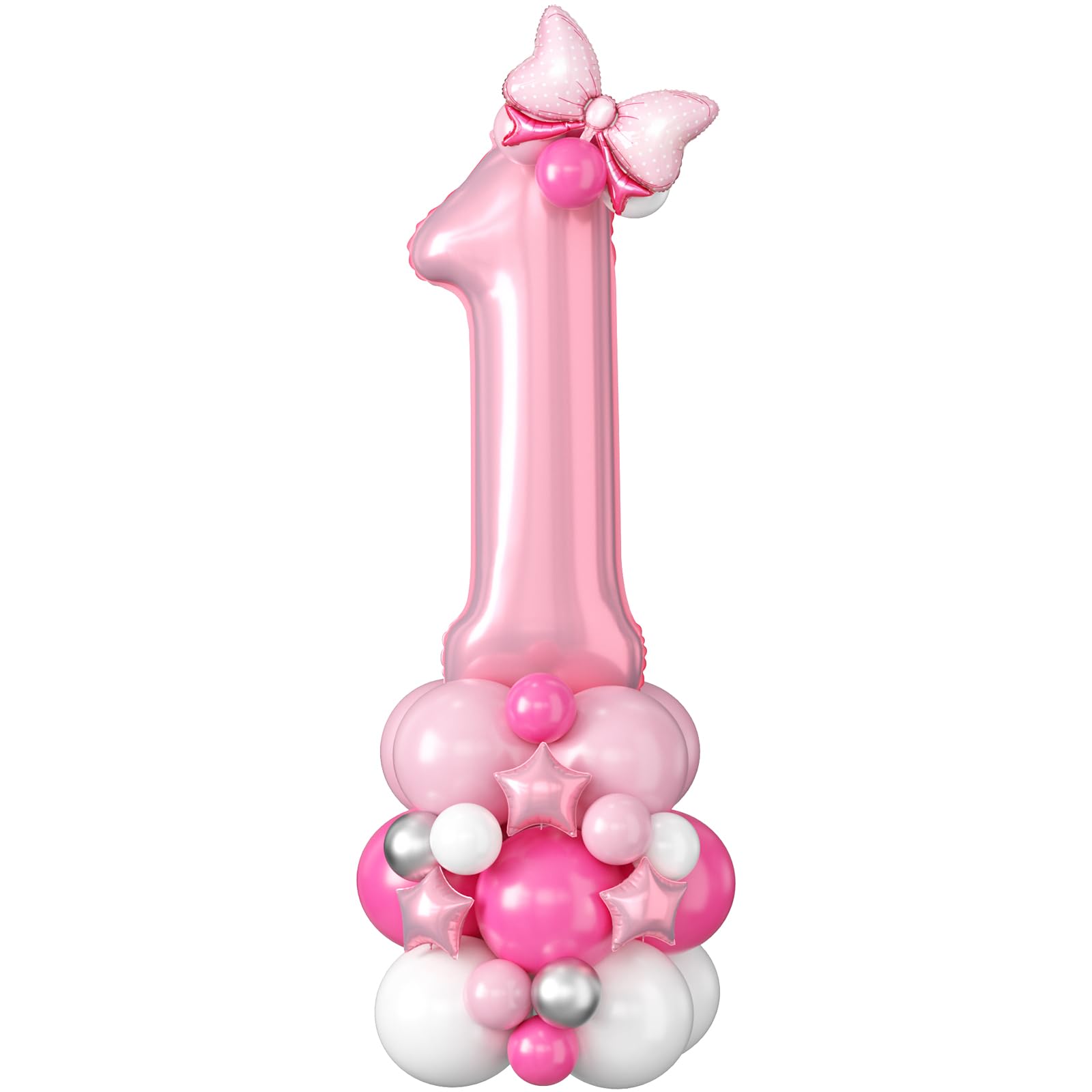Domgoge 40 inch pink number 1 balloon centerpiece for a first birthday.