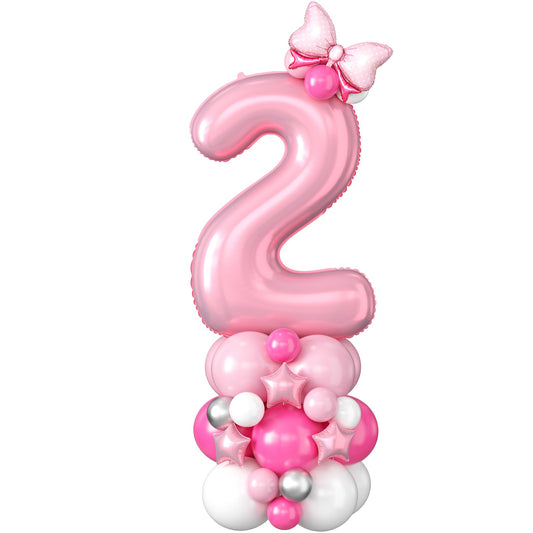 Domgoge 40-inch pink number 2 balloon tower for dramatic birthday decor