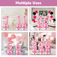Domgoge 5-inch balloons in metallic silver, rose red, pink, and white.